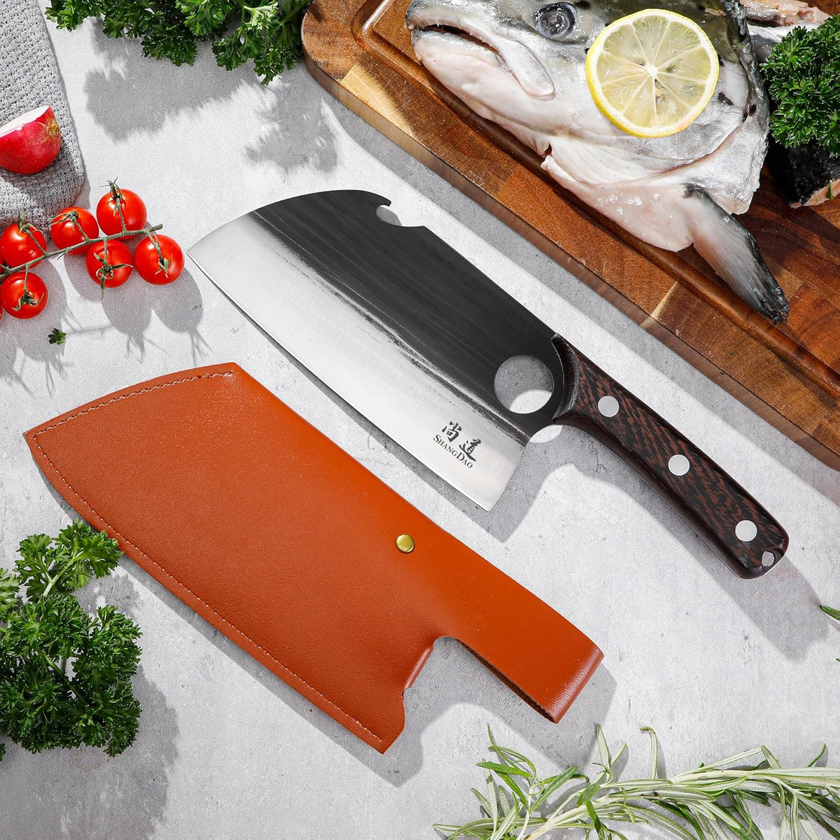 Boning Knives, 6 ″ Viking Boning Knife for Meat Cutting, High-carbon steel Chopper Knife, Forged Blade & Wood Handle, Hand Forged Full Tang Knife