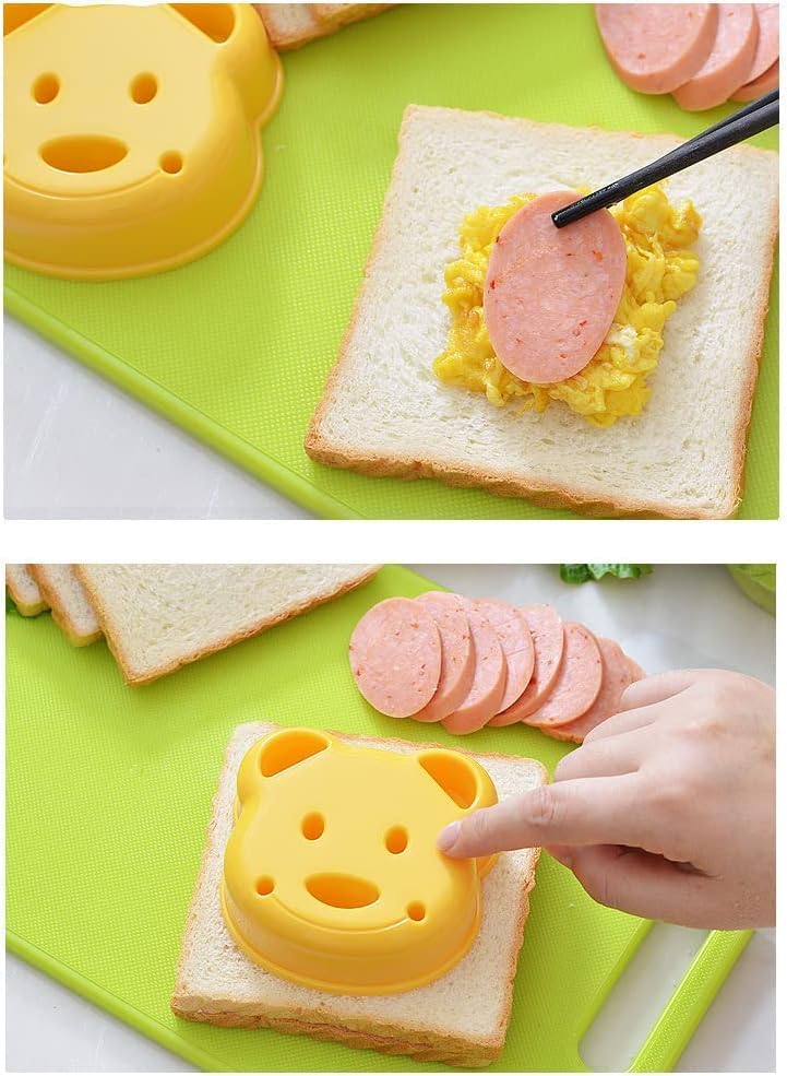 13 Pcs Wooden Kids Kitchen Knife, Kids Knife Set with Gloves Cutting Board Bear Sandwich Cutter Fruit Vegetable Cutters Serrated Edges Plastic Knifes for Real Cooking Kid Safe Knives