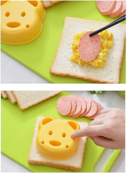 13 Pcs Wooden Kids Kitchen Knife, Kids Knife Set with Gloves Cutting Board Bear Sandwich Cutter Fruit Vegetable Cutters Serrated Edges Plastic Knifes for Real Cooking Kid Safe Knives