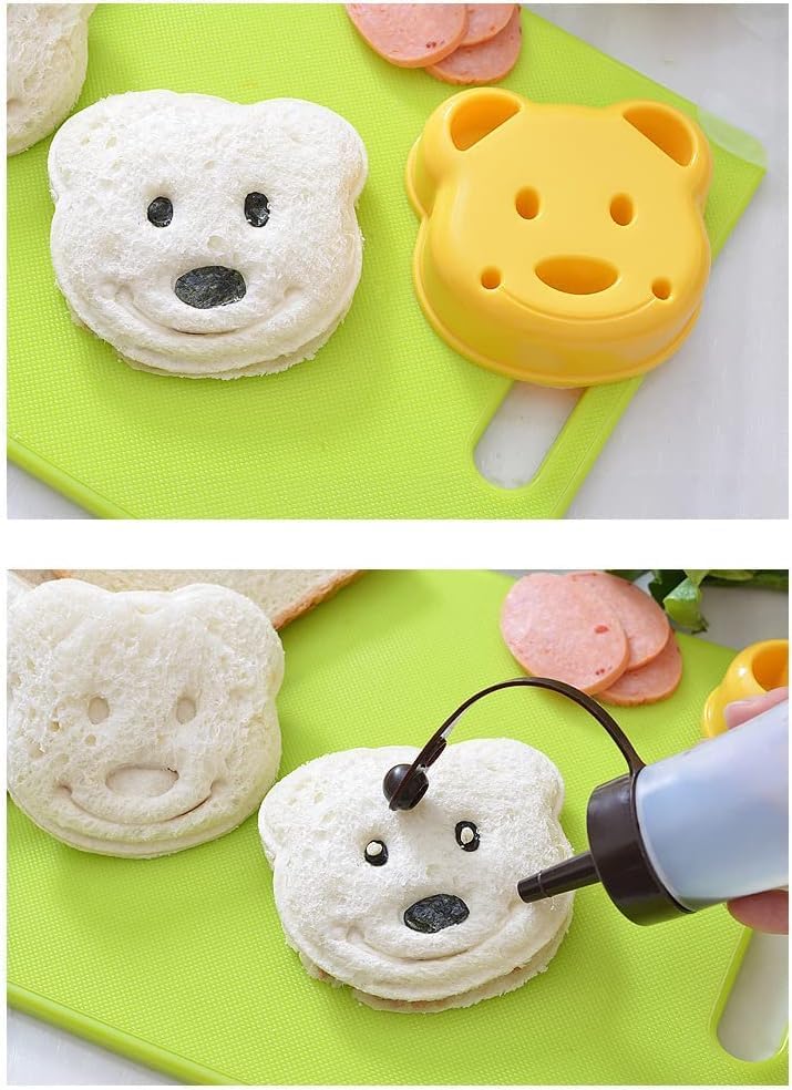 13 Pcs Wooden Kids Kitchen Knife, Kids Knife Set with Gloves Cutting Board Bear Sandwich Cutter Fruit Vegetable Cutters Serrated Edges Plastic Knifes for Real Cooking Kid Safe Knives