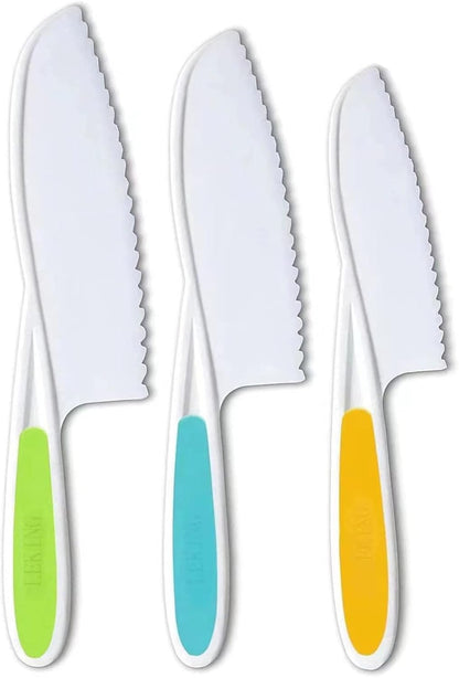 13 Pcs Wooden Kids Kitchen Knife, Kids Knife Set with Gloves Cutting Board Bear Sandwich Cutter Fruit Vegetable Cutters Serrated Edges Plastic Knifes for Real Cooking Kid Safe Knives