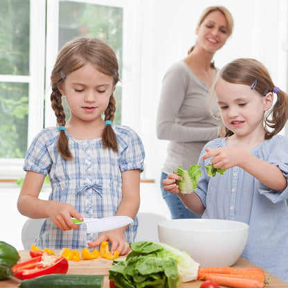 13 Pcs Wooden Kids Kitchen Knife, Kids Knife Set with Gloves Cutting Board Bear Sandwich Cutter Fruit Vegetable Cutters Serrated Edges Plastic Knifes for Real Cooking Kid Safe Knives
