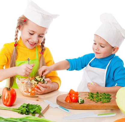 13 Pcs Wooden Kids Kitchen Knife, Kids Knife Set with Gloves Cutting Board Bear Sandwich Cutter Fruit Vegetable Cutters Serrated Edges Plastic Knifes for Real Cooking Kid Safe Knives