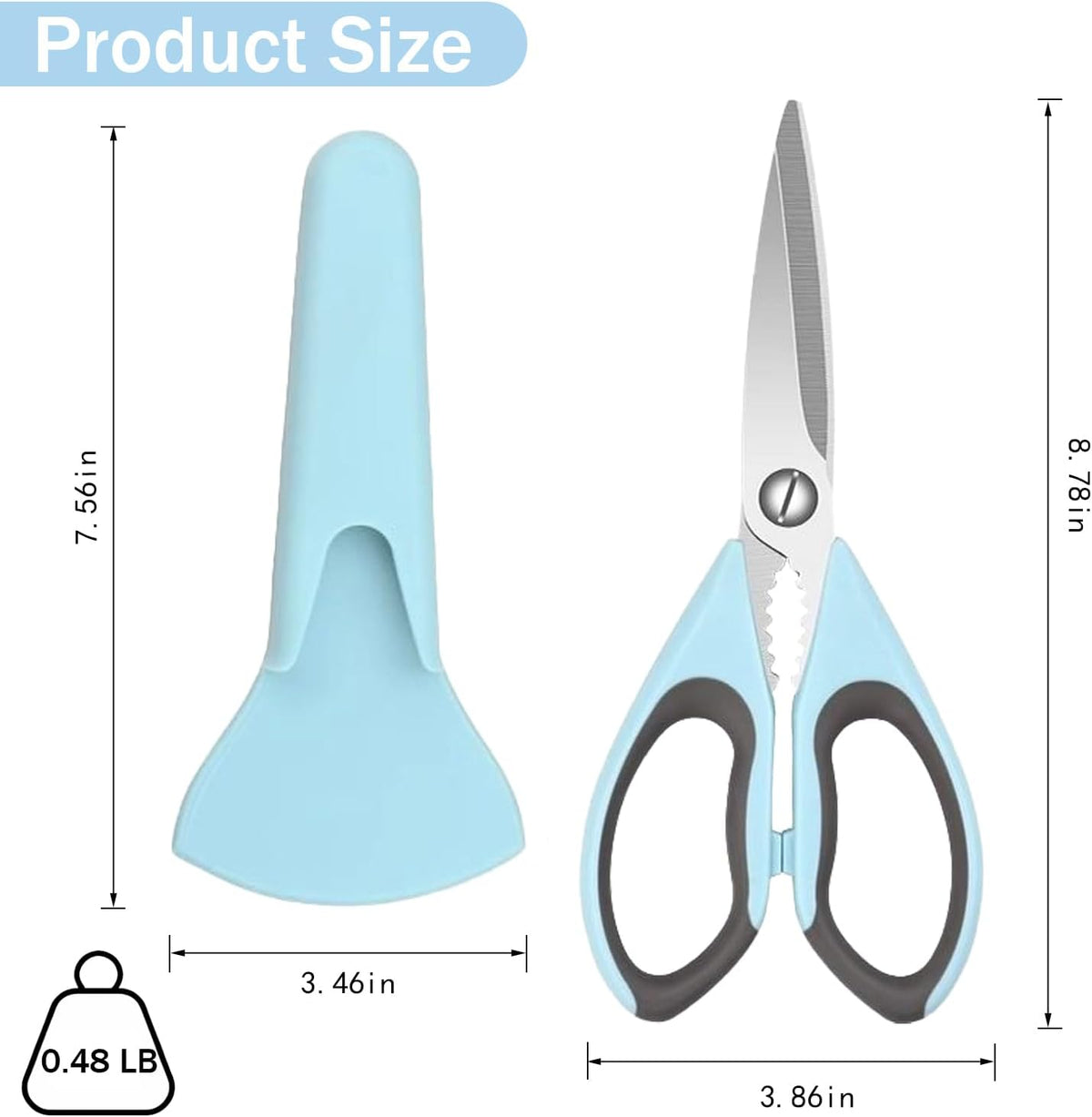 2 Pack Heavy Duty Scissors Kitchen Shears with Magnetic Holder,Dishwasher Safe Stainless Steel Meat Cooking Shears,Multifunctional All Purpose Sharp Scissors Set for Food,Meat,BBQ,Pizza(Blue,Green)