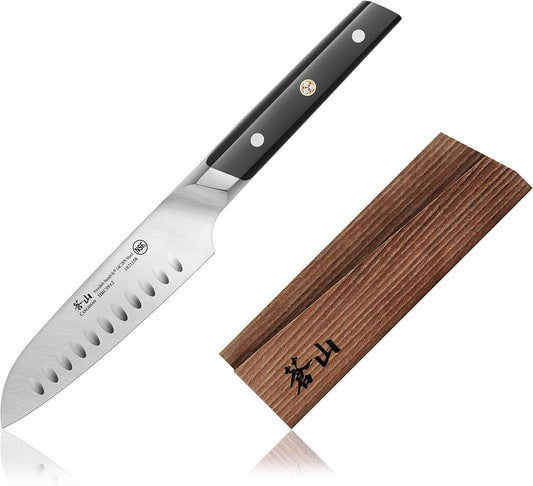 Cangshan TC Series 1021165 Swedish 14C28N Steel Forged 5-Inch Santoku Knife and Wood Sheath Set