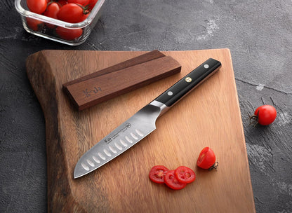 Cangshan TC Series 1021165 Swedish 14C28N Steel Forged 5-Inch Santoku Knife and Wood Sheath Set