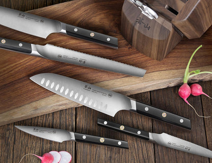 Cangshan TC Series 1021165 Swedish 14C28N Steel Forged 5-Inch Santoku Knife and Wood Sheath Set