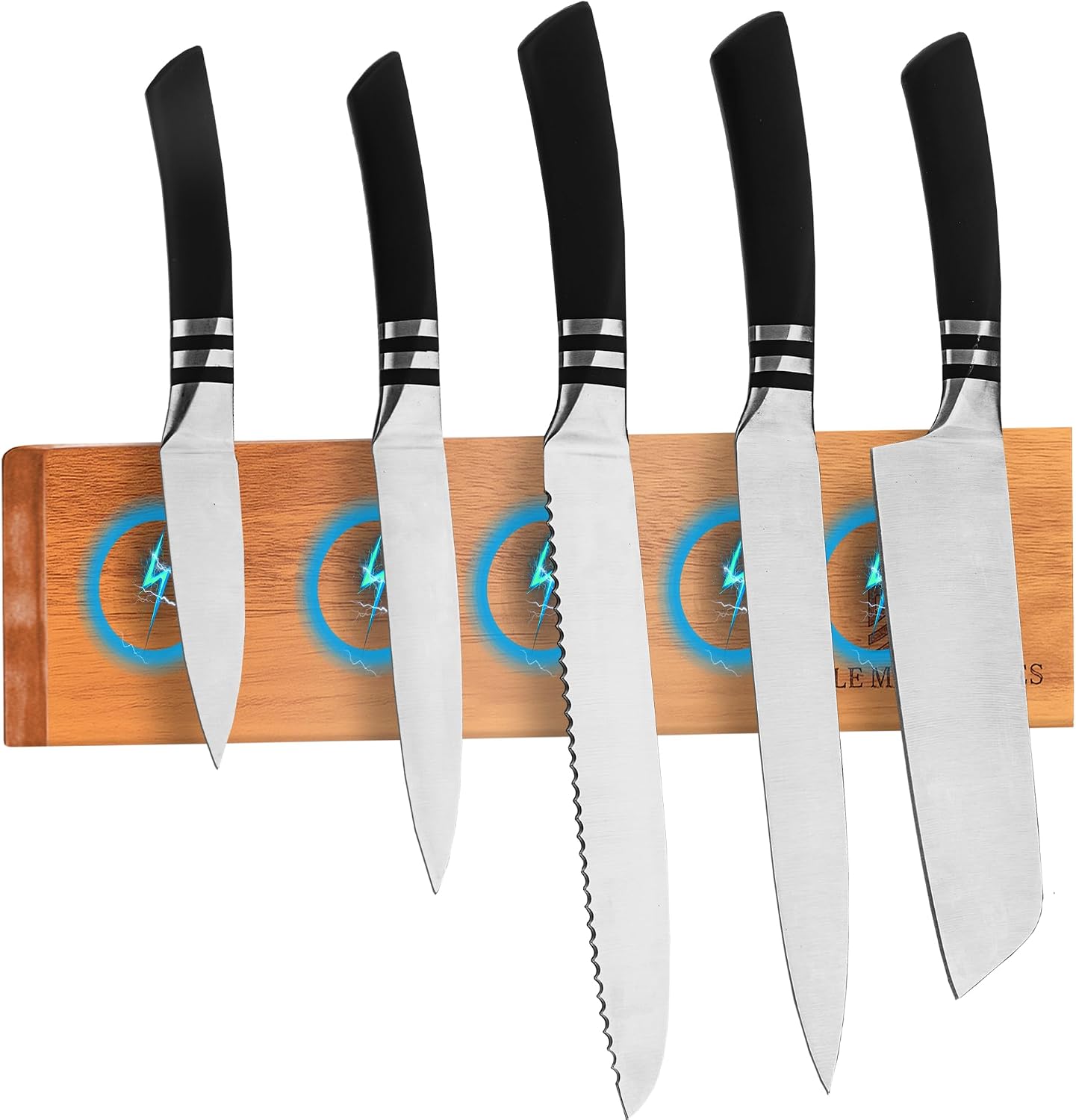 Magnetic Knife Holder – Premium Acacia Wood Knife Storage with Double-Sided Magnetic Strip, Anti-Slip Base – Elegant Countertop & Wall-Mounted Knife Organizer for Kitchen Tools