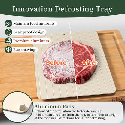 Bamboo Cutting Board Set with Defrosting Tray, Wood Cutting Boards for Kitchen with Deep Juice Grooves & Built-in Organizer Meal Prep Charcuterie& Chopping Board for Meat, Vegetables and Bread