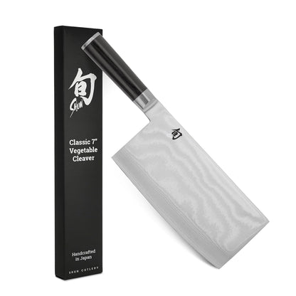 Classic 7" Vegetable Cleaver, Handcrafted Japanese Knife, VG-MAX Core with Damascus Stainless Steel Cladding, Pakkawood Handle, Chinese Cleaver for Processing Large Vegetables