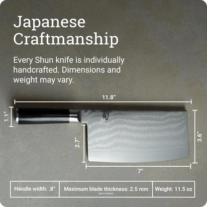 Classic 7" Vegetable Cleaver, Handcrafted Japanese Knife, VG-MAX Core with Damascus Stainless Steel Cladding, Pakkawood Handle, Chinese Cleaver for Processing Large Vegetables