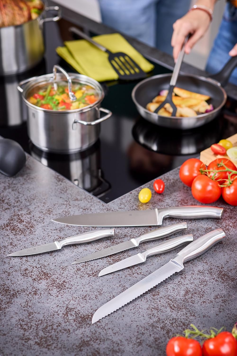 Rösle Basics Line Stainless Steel Serrated Universal Kitchen Knife, 5-inch Blande