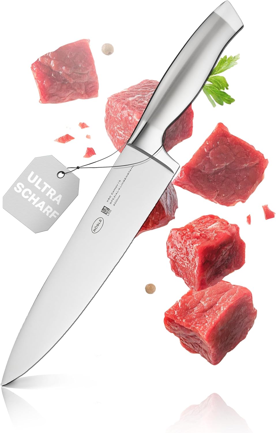 Rösle Basics Line Stainless Steel Serrated Universal Kitchen Knife, 5-inch Blande