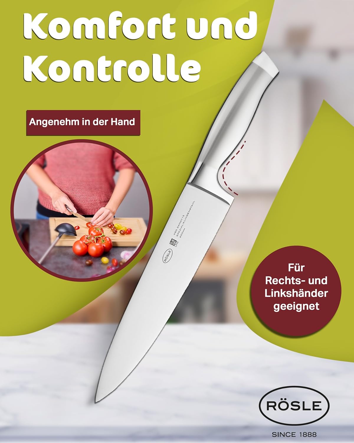 Rösle Basics Line Stainless Steel Serrated Universal Kitchen Knife, 5-inch Blande