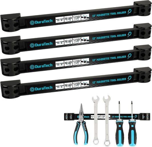 4 Pack 12" Magnetic Tool Holder Strip, Heavy Duty Magnetic Tool Bar, Magnetic Space Saving Tool Organizer with Mounting Screws for Garage, Workshop, Kitchen