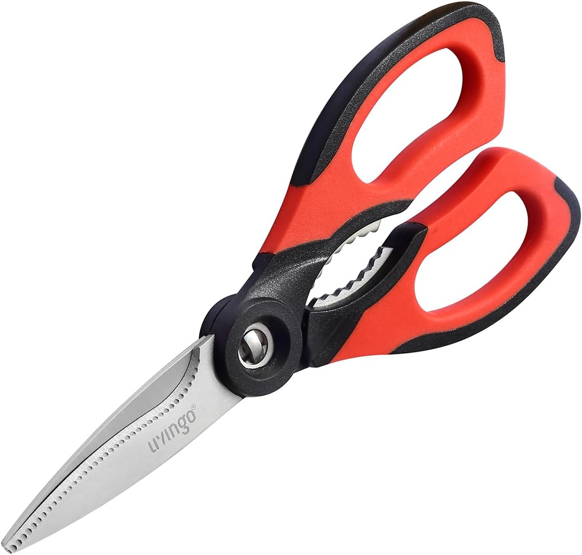 8.5 Inch Kitchen Shears Serrated Blade Food Scissors | Detachable Stainless Steel Kitchen Scissors with Serrated Blades and Nut Cracker for Easy Cleaning and Food Preparation