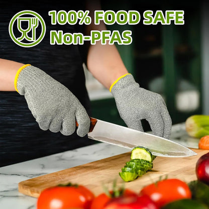 2 Pairs ANSI A7 Cut Resistant Gloves, Mandoline Glove for Kitchen, Breathable & Comfortable, Food Grade Cutting Gloves for Meat Cutting, Fish Processing, Carving, and Shelling, PR1509, M