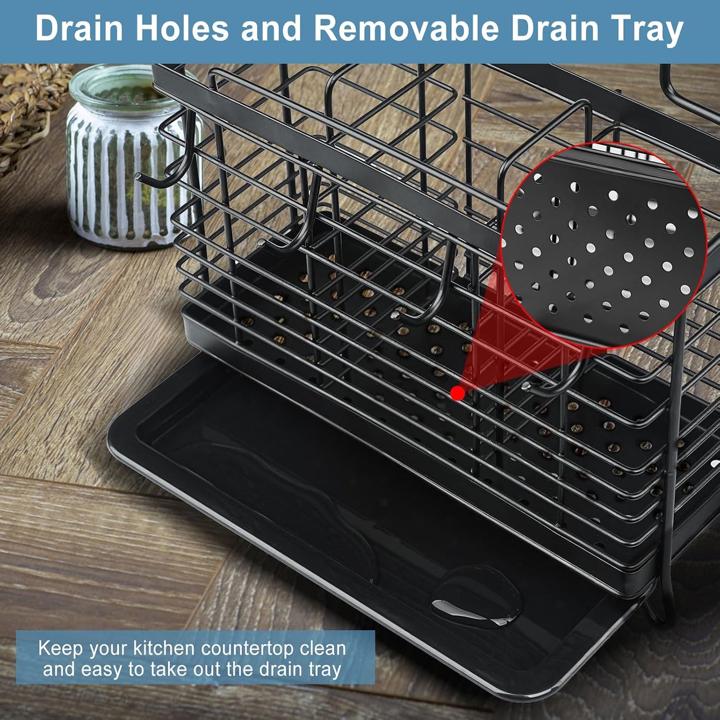 Utensil Holder, Kitchen Utensil Drying Rack with Drain Tray | Stainless Steel, 3 Compartment, Counter Organizer, For Silverware, Cutlery, Flatware, Forks, Knives, Spoons, Chopsticks