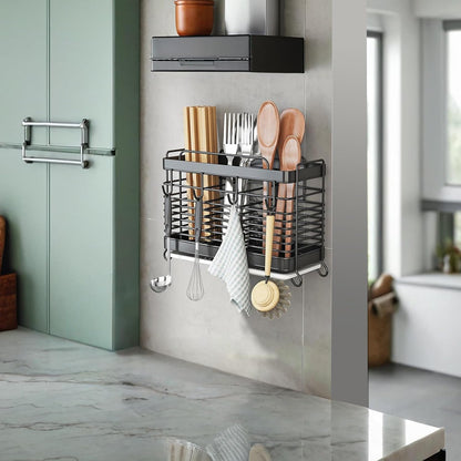 Utensil Holder, Kitchen Utensil Drying Rack with Drain Tray | Stainless Steel, 3 Compartment, Counter Organizer, For Silverware, Cutlery, Flatware, Forks, Knives, Spoons, Chopsticks