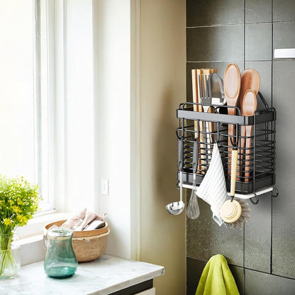 Utensil Holder, Kitchen Utensil Drying Rack with Drain Tray | Stainless Steel, 3 Compartment, Counter Organizer, For Silverware, Cutlery, Flatware, Forks, Knives, Spoons, Chopsticks