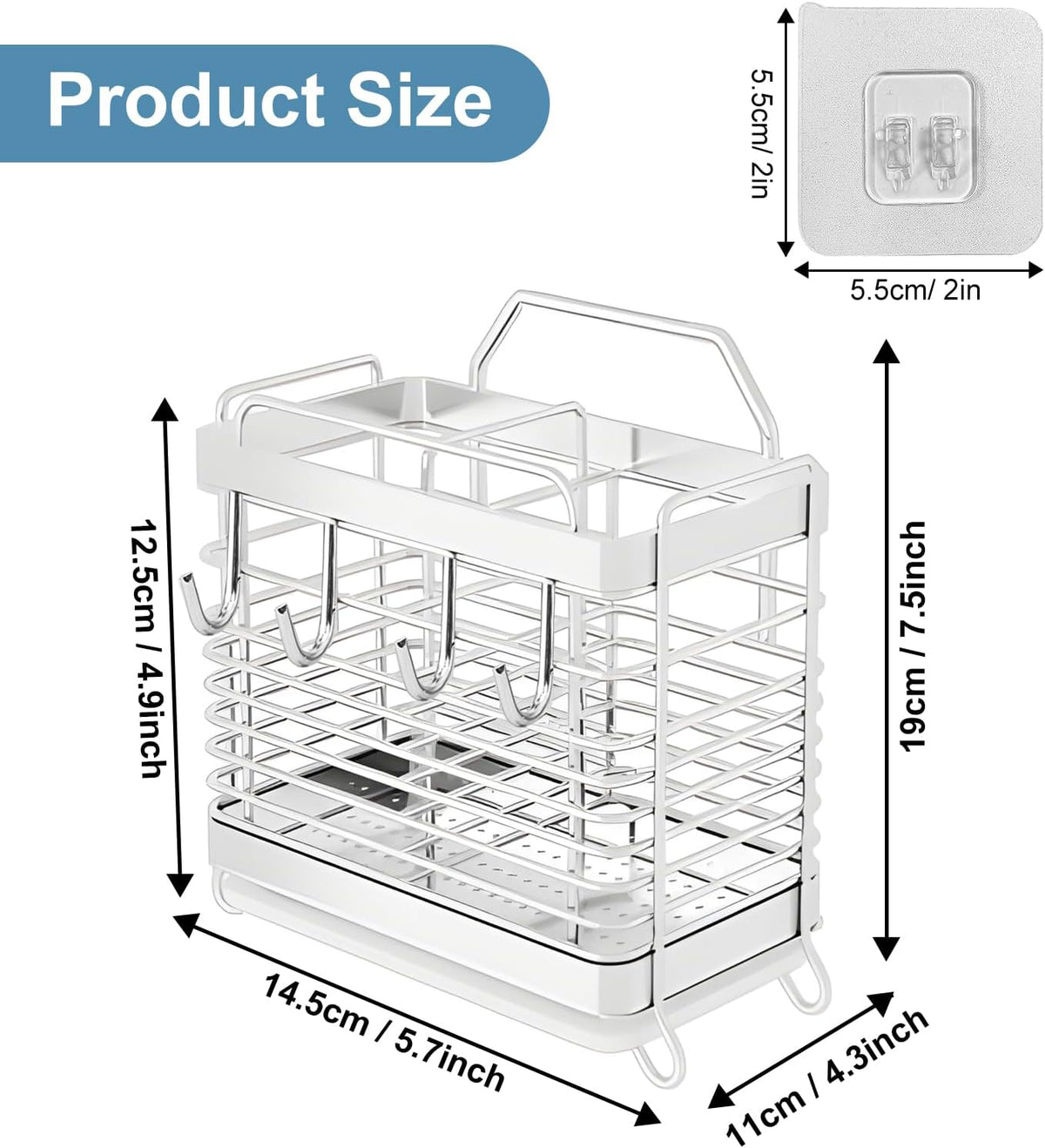 Utensil Holder, Kitchen Utensil Drying Rack with Drain Tray | Stainless Steel, 3 Compartment, Counter Organizer, For Silverware, Cutlery, Flatware, Forks, Knives, Spoons, Chopsticks