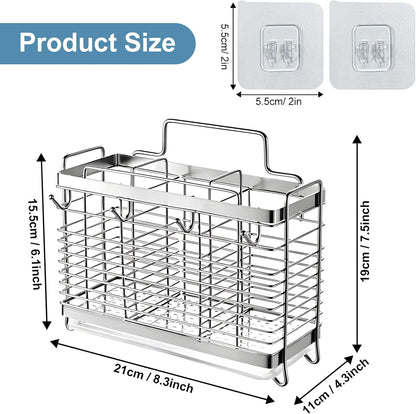 Utensil Holder, Kitchen Utensil Drying Rack with Drain Tray | Stainless Steel, 3 Compartment, Counter Organizer, For Silverware, Cutlery, Flatware, Forks, Knives, Spoons, Chopsticks