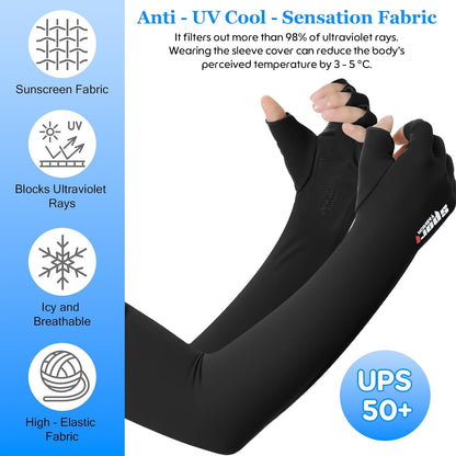 3 Pairs UV Protection Gloves Arm Sun Sleeves with Thumb Holes for Men Women Sunblock Anti-Slip Fishing Driving Sport