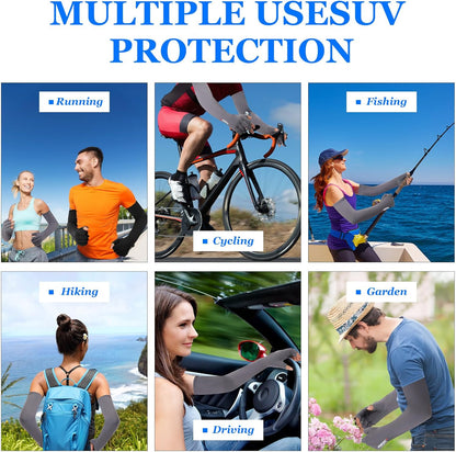 3 Pairs UV Protection Gloves Arm Sun Sleeves with Thumb Holes for Men Women Sunblock Anti-Slip Fishing Driving Sport