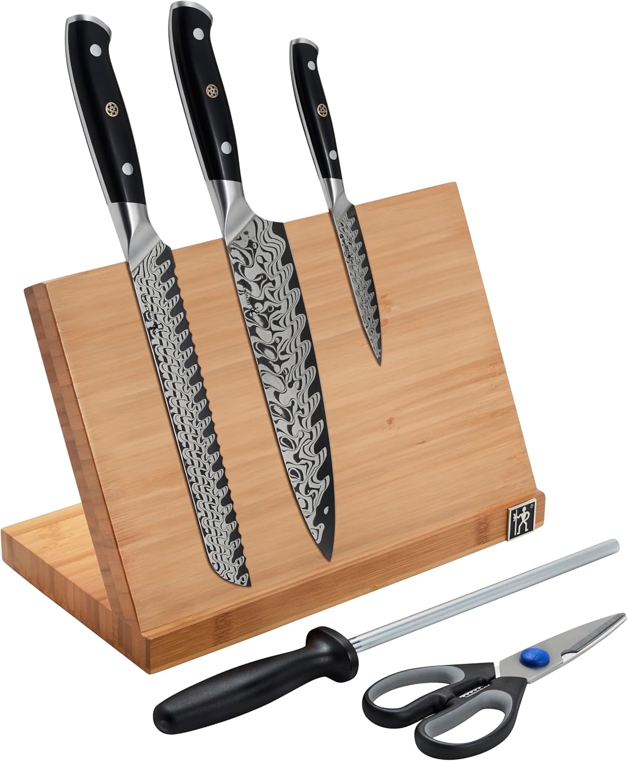 Compass Damascus 6-pc Magnetic Easel Damascus Knife Set