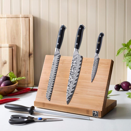 Compass Damascus 6-pc Magnetic Easel Damascus Knife Set