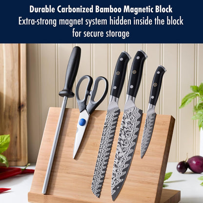 Compass Damascus 6-pc Magnetic Easel Damascus Knife Set