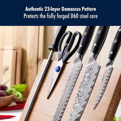 Compass Damascus 6-pc Magnetic Easel Damascus Knife Set