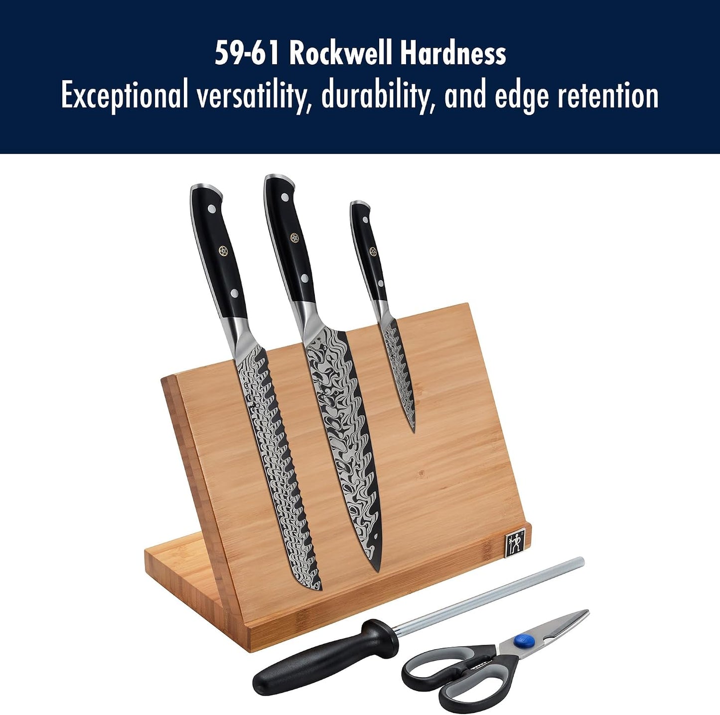 Compass Damascus 6-pc Magnetic Easel Damascus Knife Set
