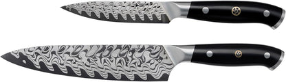 Compass Damascus 6-pc Magnetic Easel Damascus Knife Set