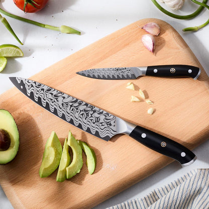 Compass Damascus 6-pc Magnetic Easel Damascus Knife Set