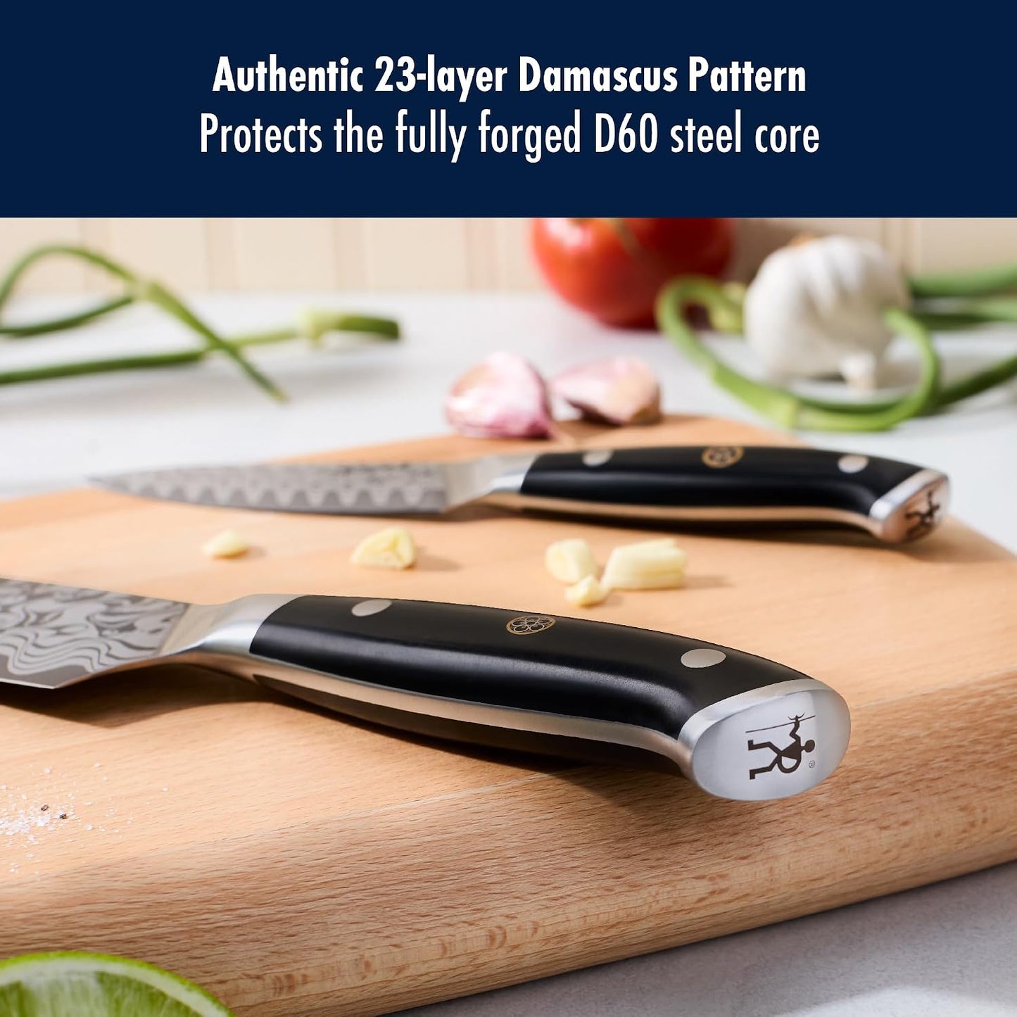 Compass Damascus 6-pc Magnetic Easel Damascus Knife Set