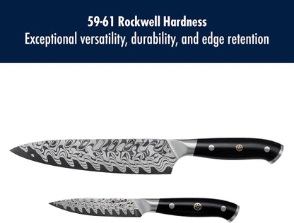 Compass Damascus 6-pc Magnetic Easel Damascus Knife Set