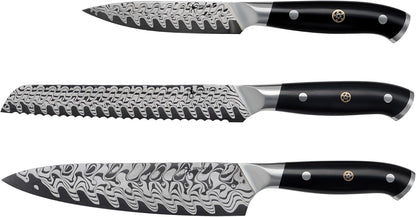 Compass Damascus 6-pc Magnetic Easel Damascus Knife Set
