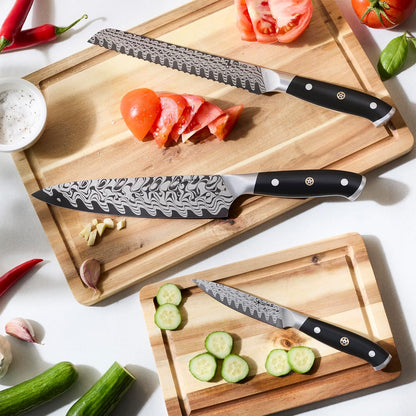 Compass Damascus 6-pc Magnetic Easel Damascus Knife Set