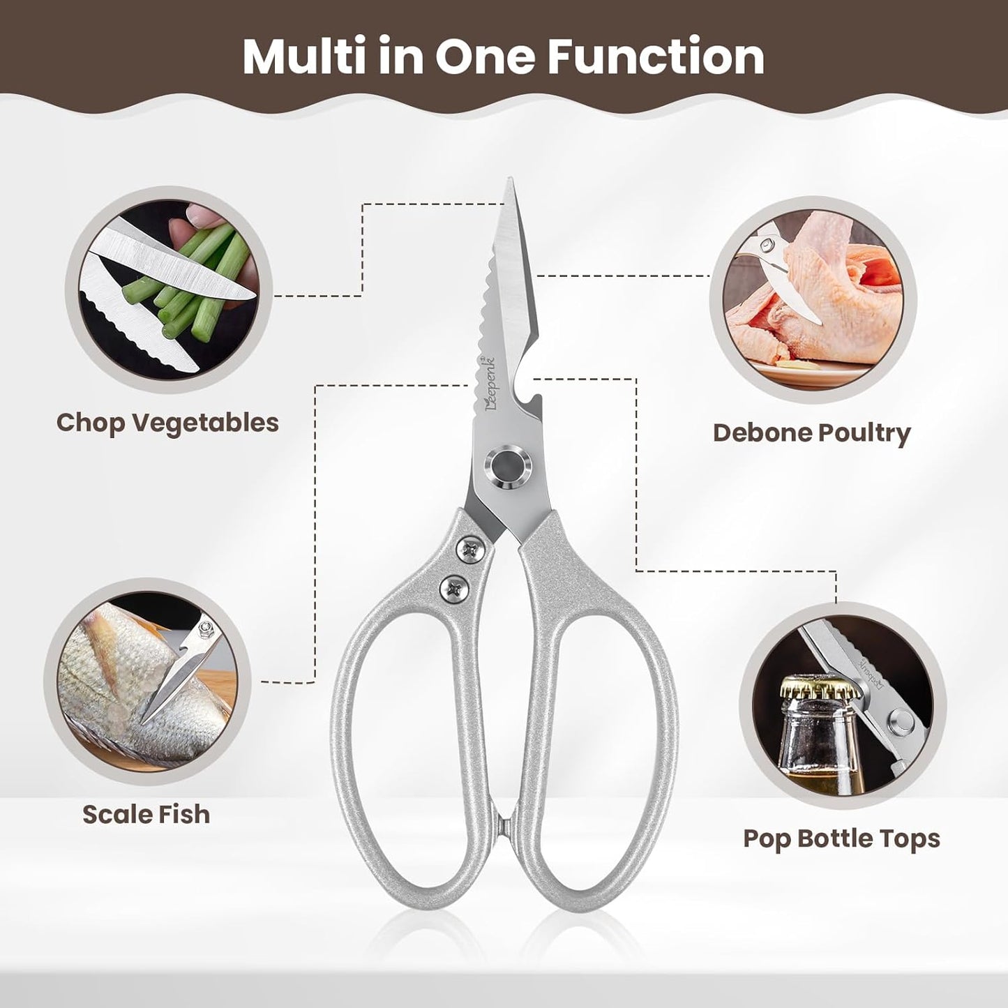Kitchen Scissors All Purpose 2 Packs,Stainless Steel Kitchen Shear Dishwasher Safe,Heavy Duty Poultry Shears with Non-Slip Handle & Safety Lock,Cooking Scissor for Food