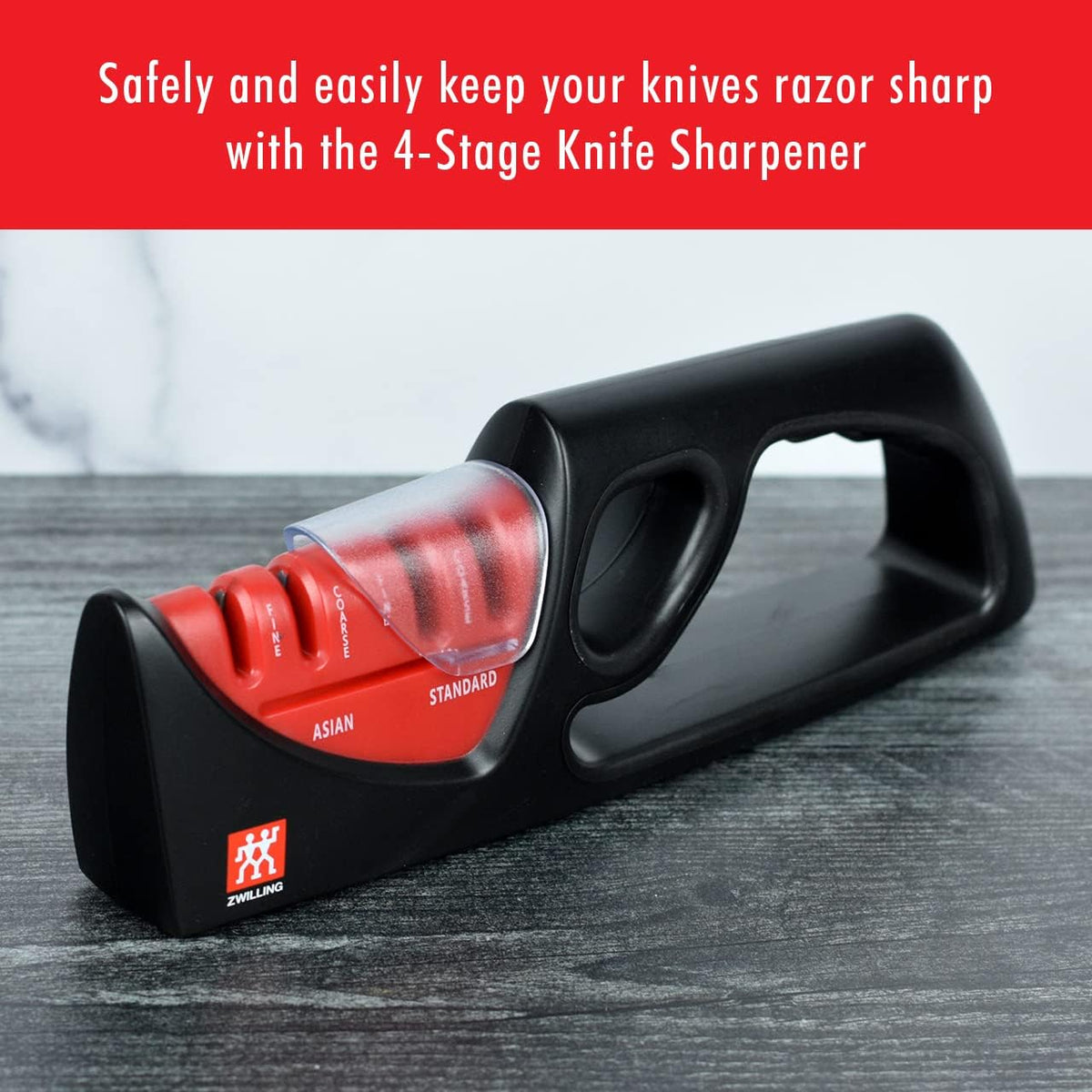 4-Stage Ultra-Sharp Knife Sharpener & Scissor Sharpener | Restores Ultra-Sharp Blades in Seconds. For Western & Asian Style Blades. Easy to Use, Safe No Slip Base