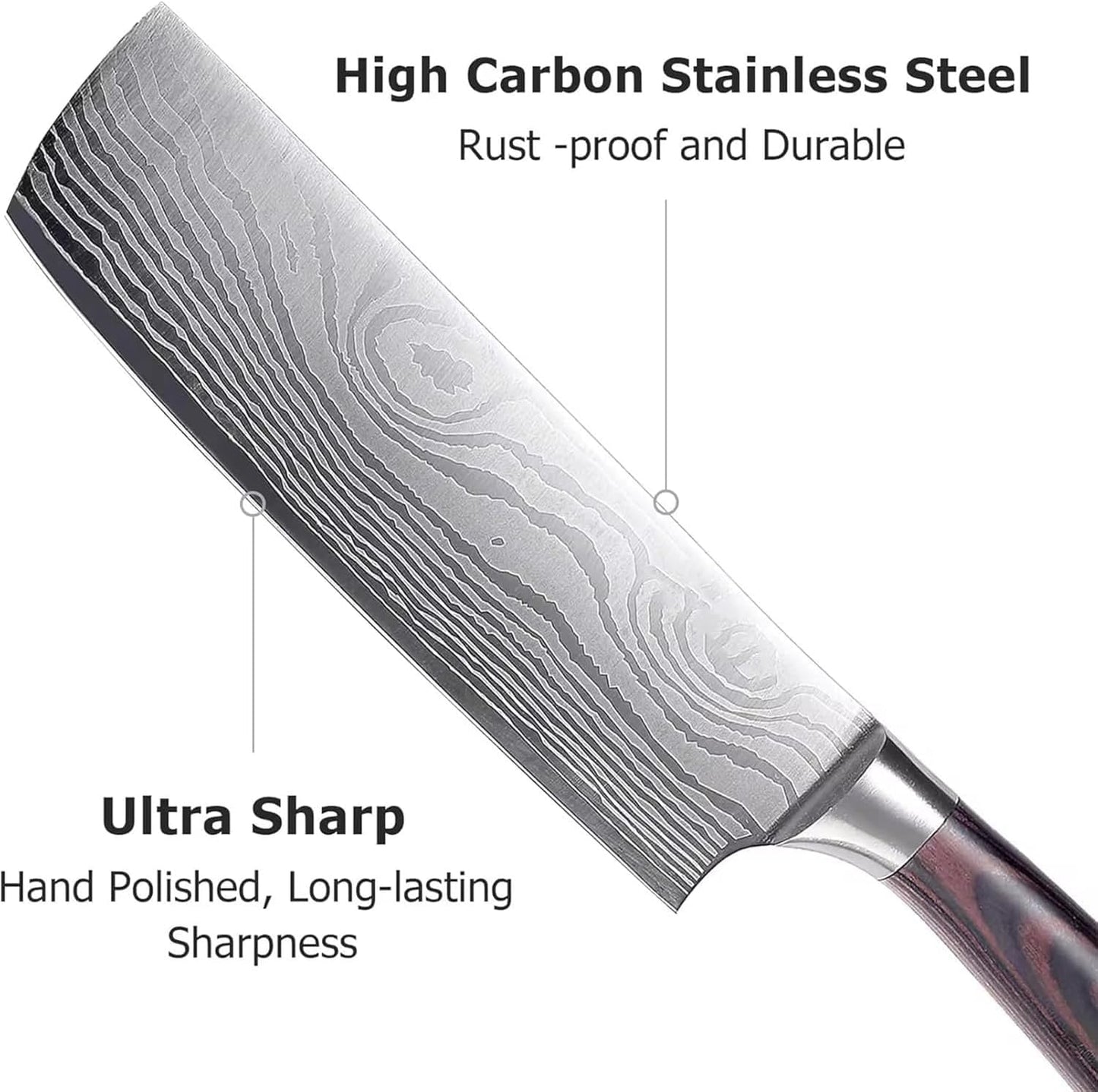 7" Nakiri Knife, High Carbon Stainless Steel Vegetable Cleaver | Razor-sharp multipurpose blade for meat & veggies, non-slip handle, premium gift box, perfect housewarming gift