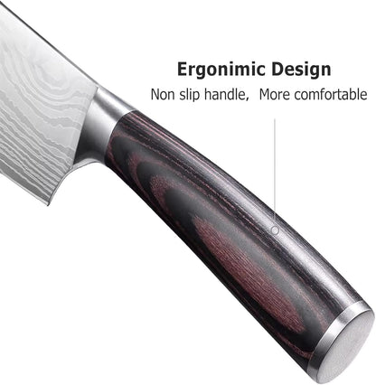 7" Nakiri Knife, High Carbon Stainless Steel Vegetable Cleaver | Razor-sharp multipurpose blade for meat & veggies, non-slip handle, premium gift box, perfect housewarming gift
