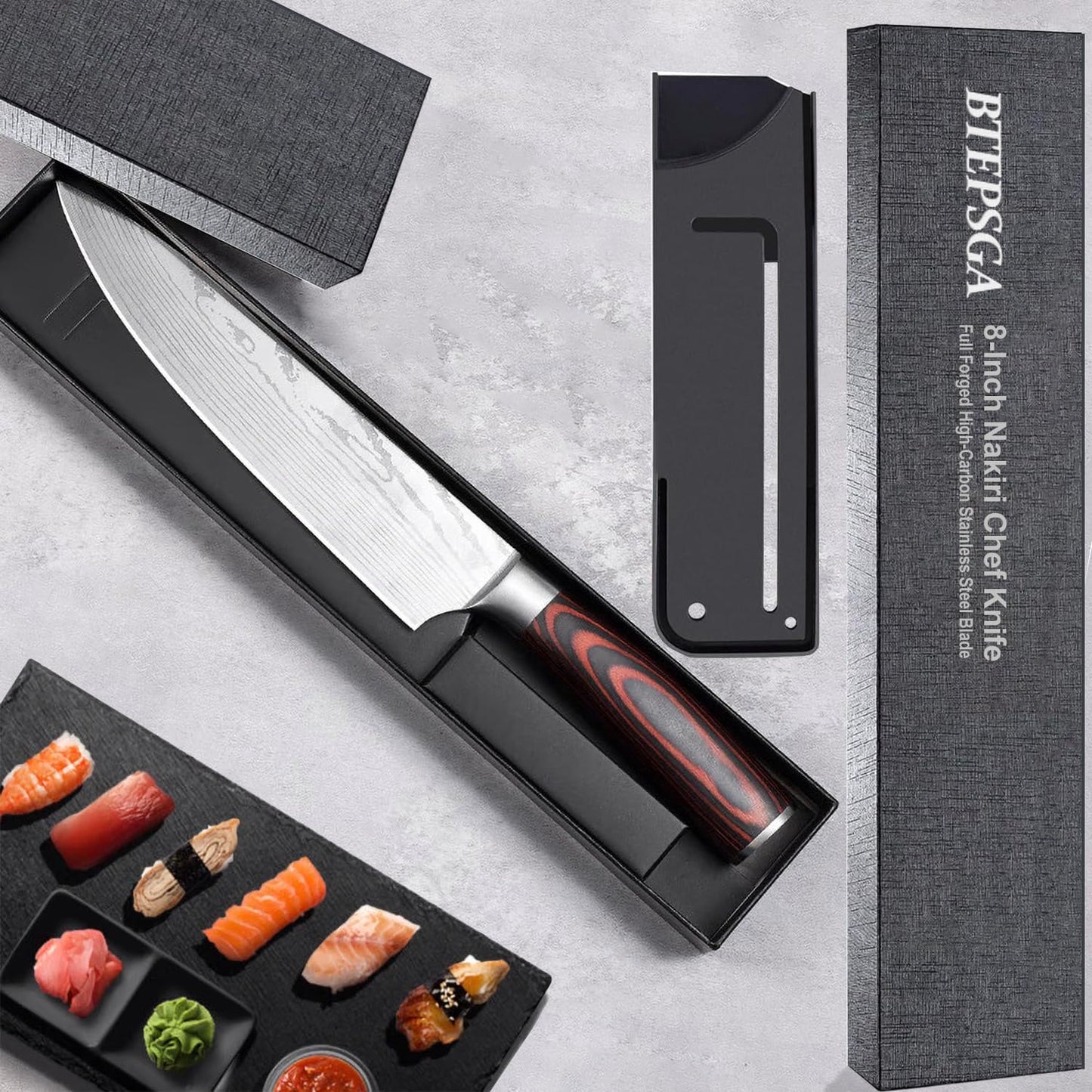 7" Nakiri Knife, High Carbon Stainless Steel Vegetable Cleaver | Razor-sharp multipurpose blade for meat & veggies, non-slip handle, premium gift box, perfect housewarming gift