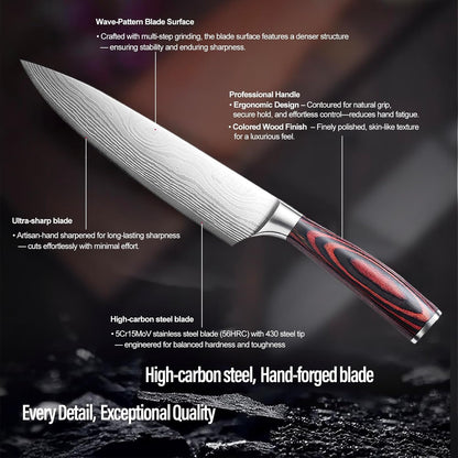 7" Nakiri Knife, High Carbon Stainless Steel Vegetable Cleaver | Razor-sharp multipurpose blade for meat & veggies, non-slip handle, premium gift box, perfect housewarming gift