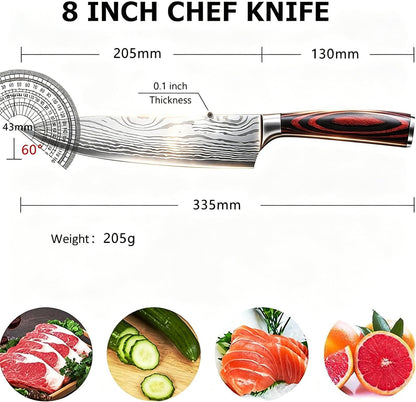 7" Nakiri Knife, High Carbon Stainless Steel Vegetable Cleaver | Razor-sharp multipurpose blade for meat & veggies, non-slip handle, premium gift box, perfect housewarming gift