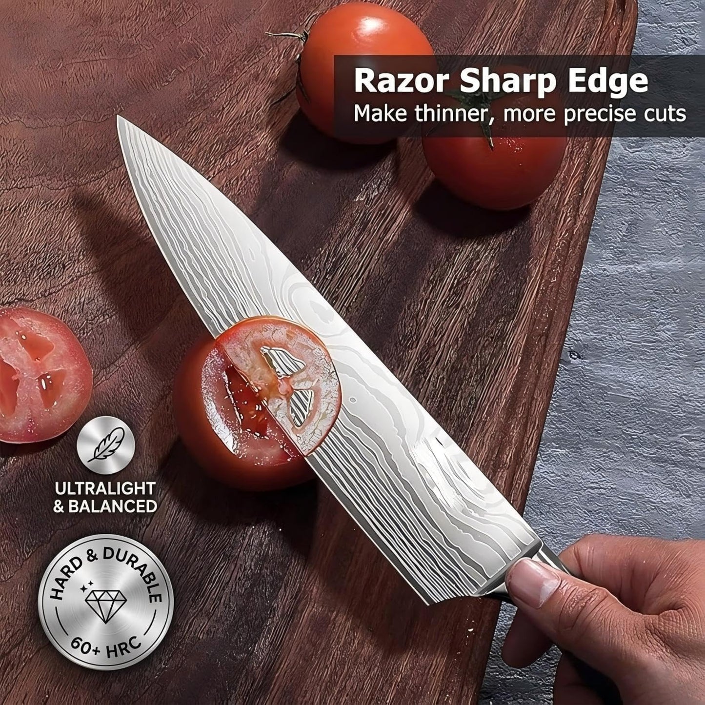 7" Nakiri Knife, High Carbon Stainless Steel Vegetable Cleaver | Razor-sharp multipurpose blade for meat & veggies, non-slip handle, premium gift box, perfect housewarming gift
