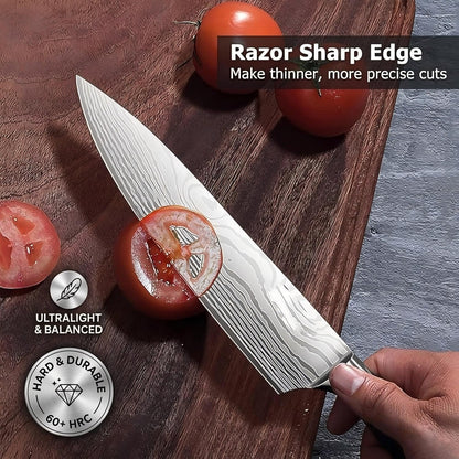 7" Nakiri Knife, High Carbon Stainless Steel Vegetable Cleaver | Razor-sharp multipurpose blade for meat & veggies, non-slip handle, premium gift box, perfect housewarming gift