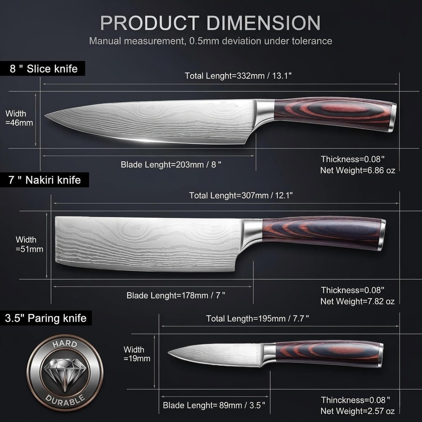 7" Nakiri Knife, High Carbon Stainless Steel Vegetable Cleaver | Razor-sharp multipurpose blade for meat & veggies, non-slip handle, premium gift box, perfect housewarming gift