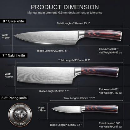7" Nakiri Knife, High Carbon Stainless Steel Vegetable Cleaver | Razor-sharp multipurpose blade for meat & veggies, non-slip handle, premium gift box, perfect housewarming gift
